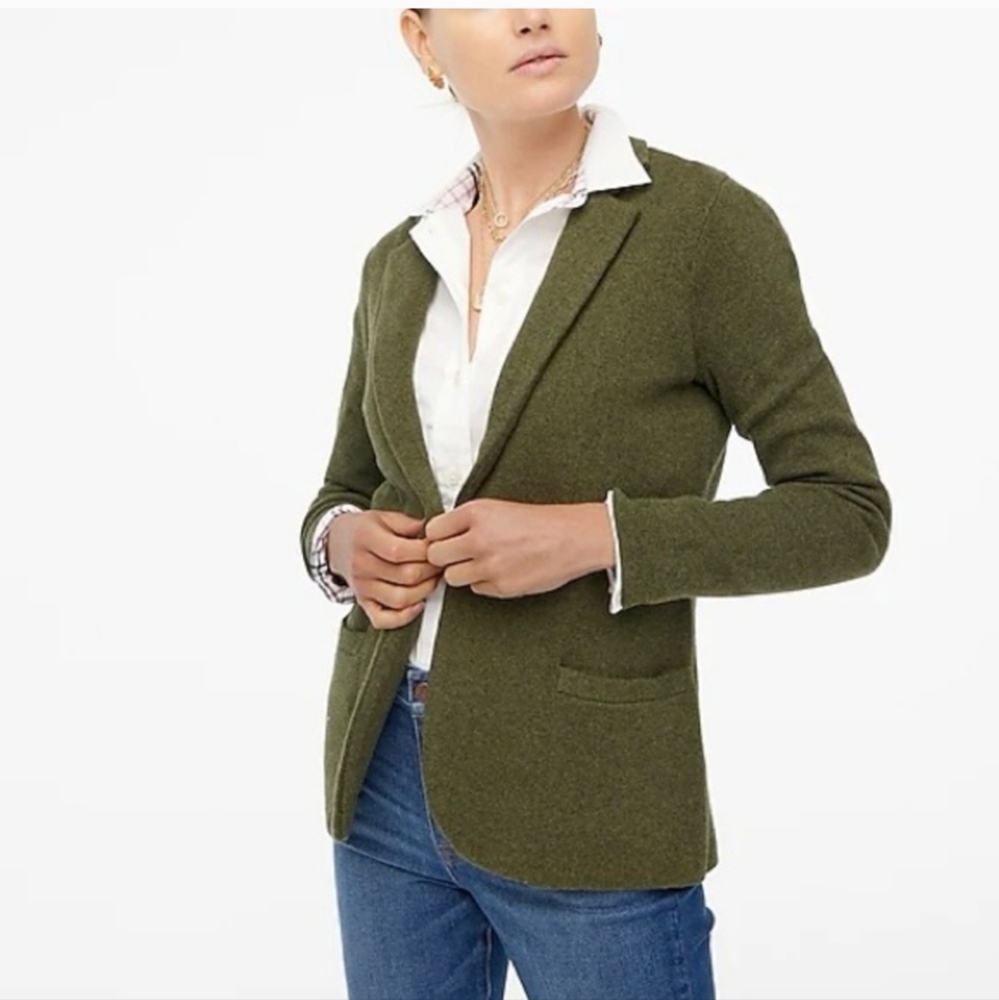 J. Crew Factory Schoolboy Sweater Knit Blazer Heather Loden Green